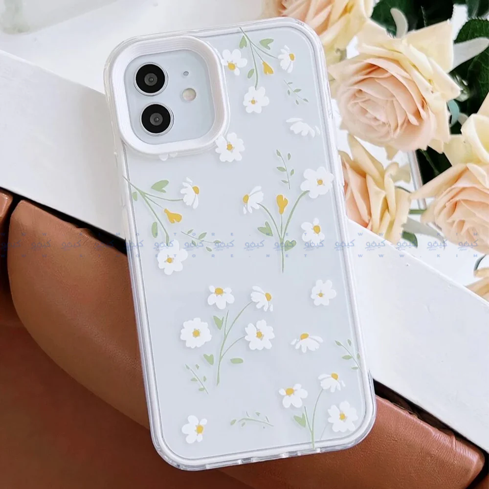 White Yellow Floral Clear Phone Cover