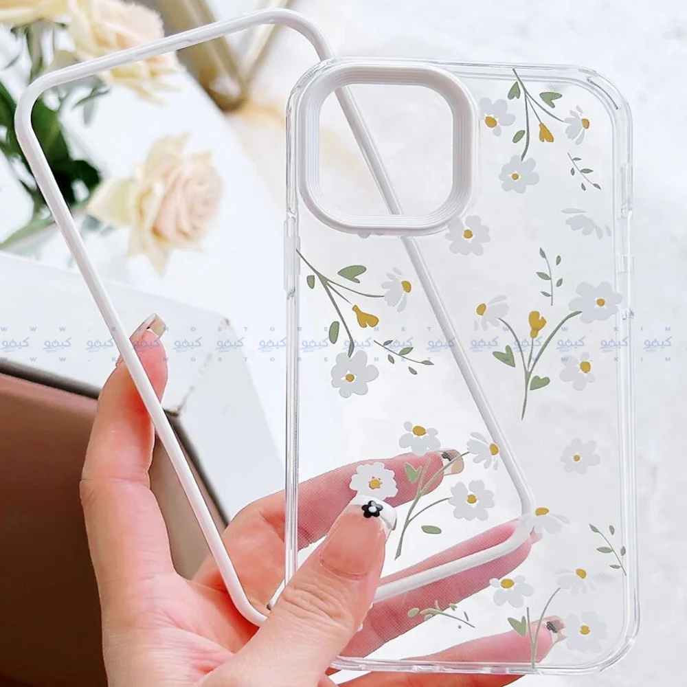 White Yellow Floral Clear Phone Cover - Image 3