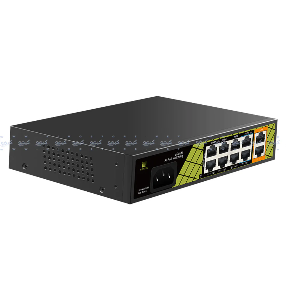 Genata GNT-P1210SG Rackmount AI PoE Switch 8 Ports PoE 10/100Mbps + 2 Ports RJ45 10/100/1000Mbps Uplink - Image 2
