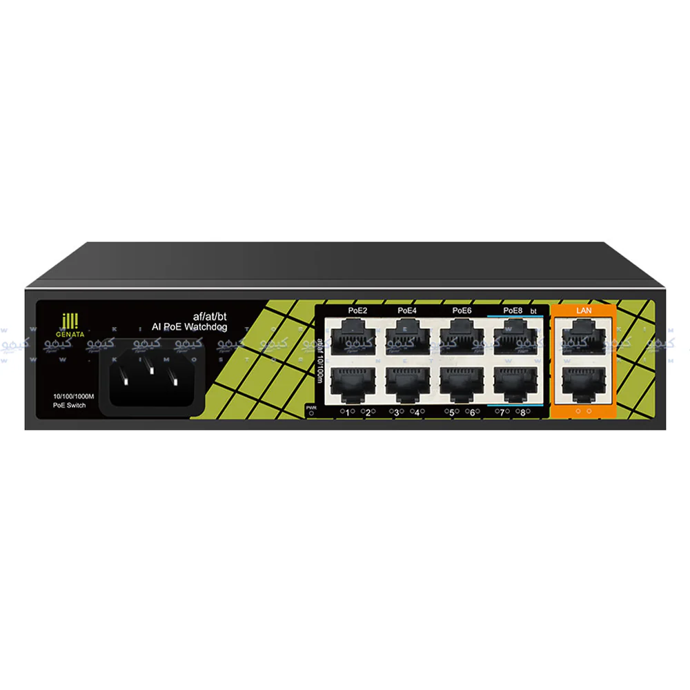 Genata GNT-P1210SG Rackmount AI PoE Switch 8 Ports PoE 10/100Mbps + 2 Ports RJ45 10/100/1000Mbps Uplink - Image 4
