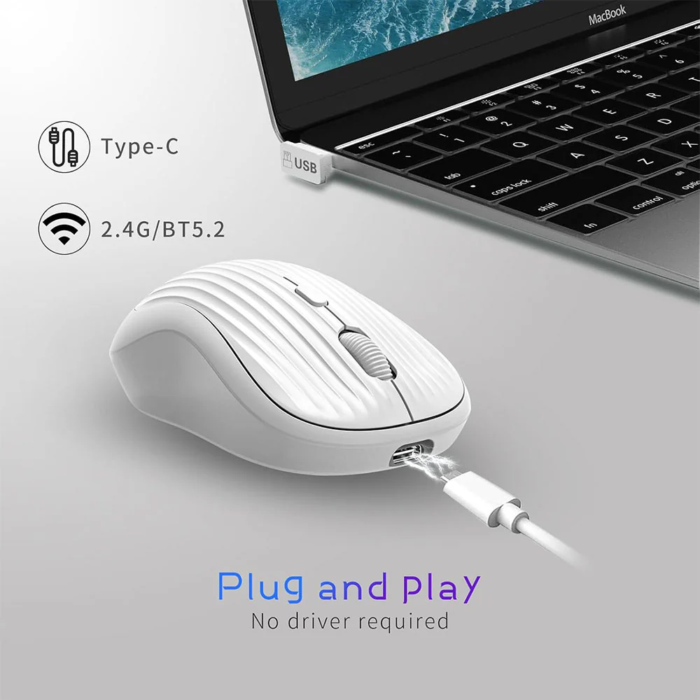 Gigamax Plus GM-16 Dual Mode Rechargeable Bluetooth Wireless Mouse 3200Dpi - Image 12