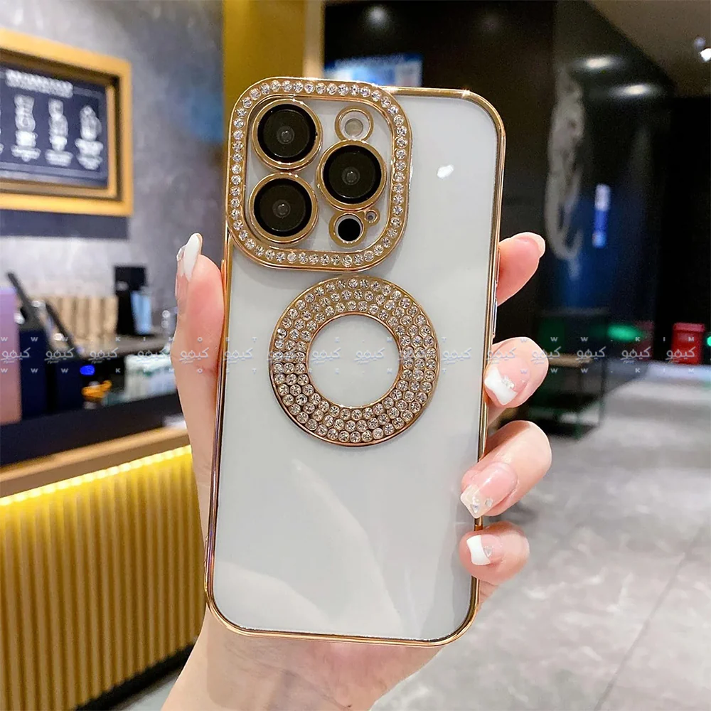 Gold Luxury Electroplated Rhinestone Glitter Phone Cover - Image 3