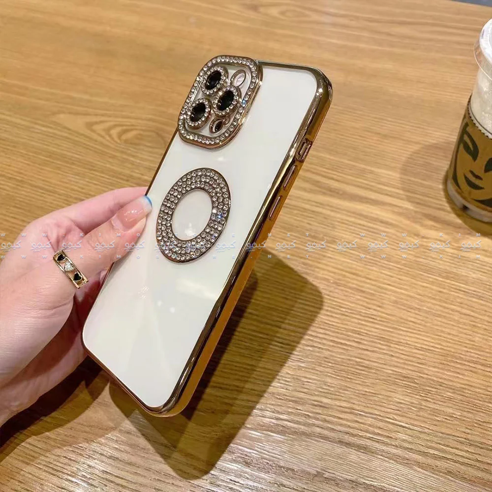 Gold Luxury Electroplated Rhinestone Glitter Phone Cover - Image 4