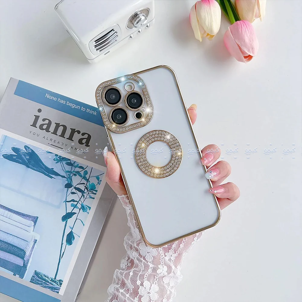 Gold Luxury Electroplated Rhinestone Glitter Phone Cover - Image 5