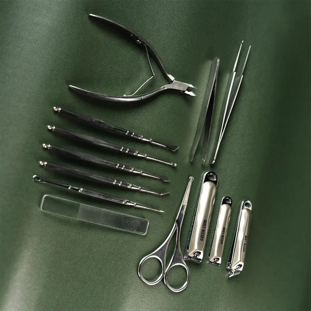 Green Lion 13in1 Manicure Kit GN13PCMNCRBR - Brown - Image 3