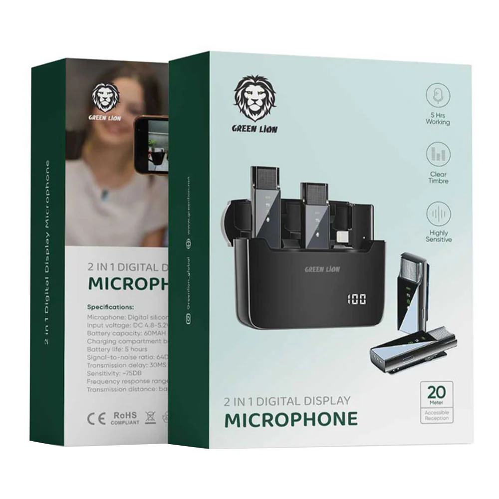 Green Lion GN2IN1DDMLTBK Lightning Dual Channel Wireless Microphone System - Black - Image 5