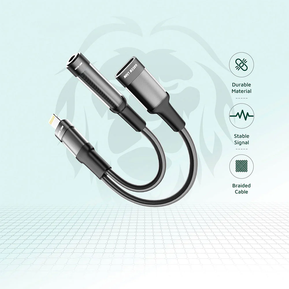 Green Lion GNEARADLTLAUXBK Lightning To Female Lightning + Female 3.5mm Converter - Image 5