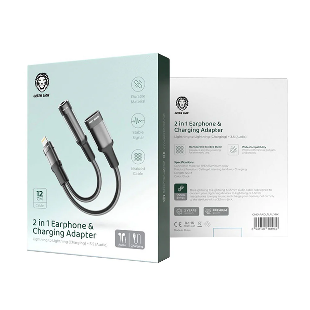 Green Lion GNEARADLTLAUXBK Lightning To Female Lightning + Female 3.5mm Converter - Image 6