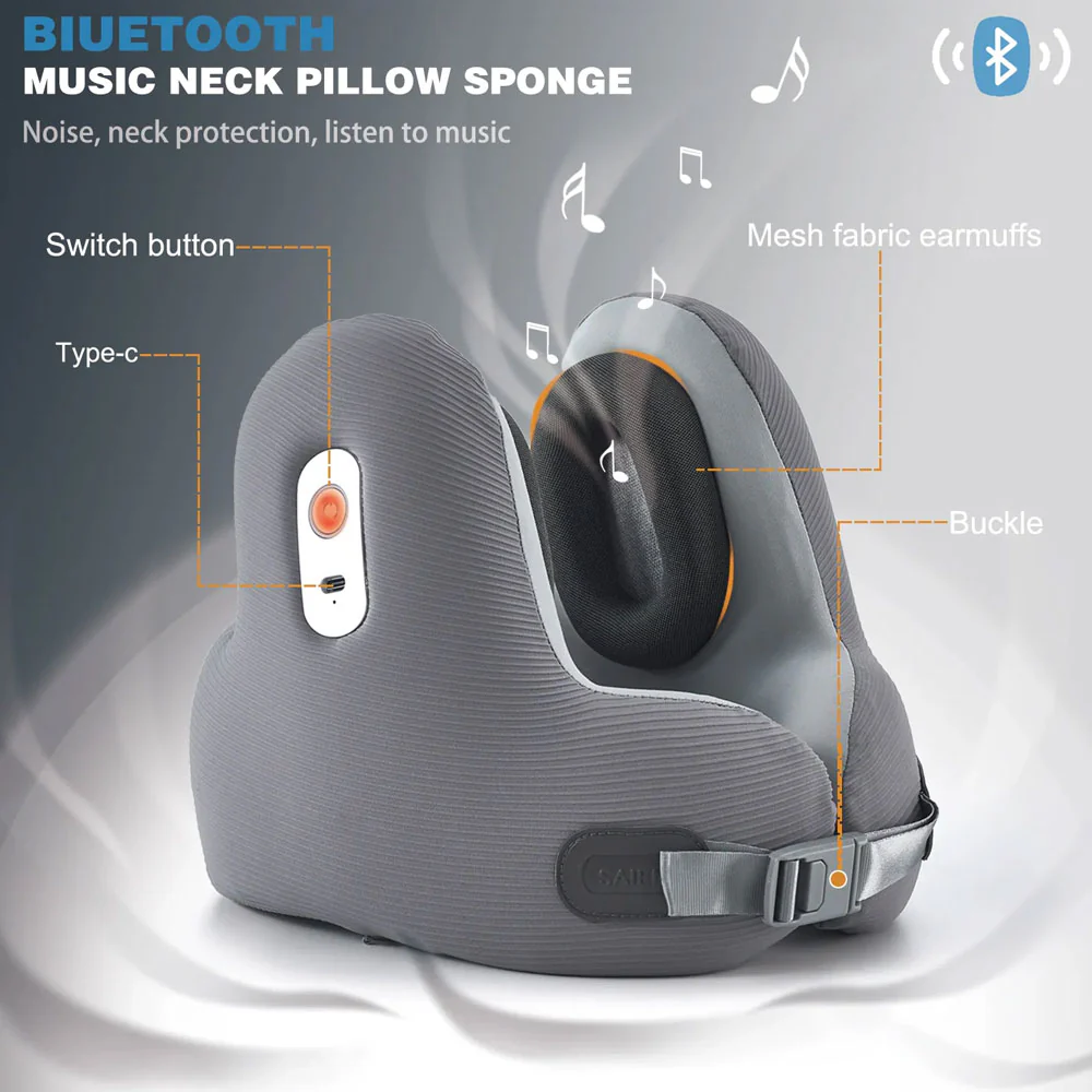 Green Lion Music Travel Neck Pillow GNMUPILLWGY - Gray - Image 6