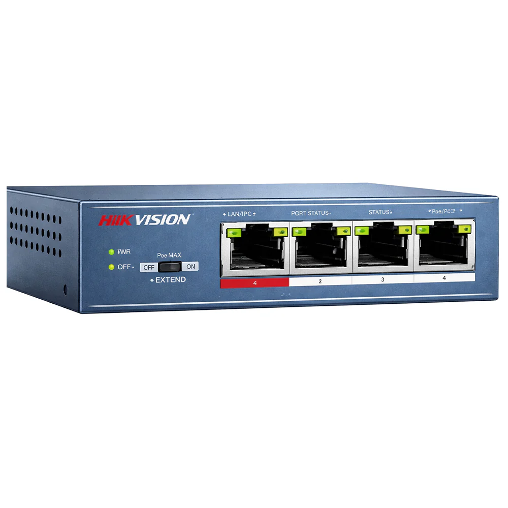 Hikvision DS-3E0105P-E Unmanaged Desktop Switch 4 Ports PoE 10/100Mbps + 1 Port 10/100Mbps Uplink 58W - Image 2