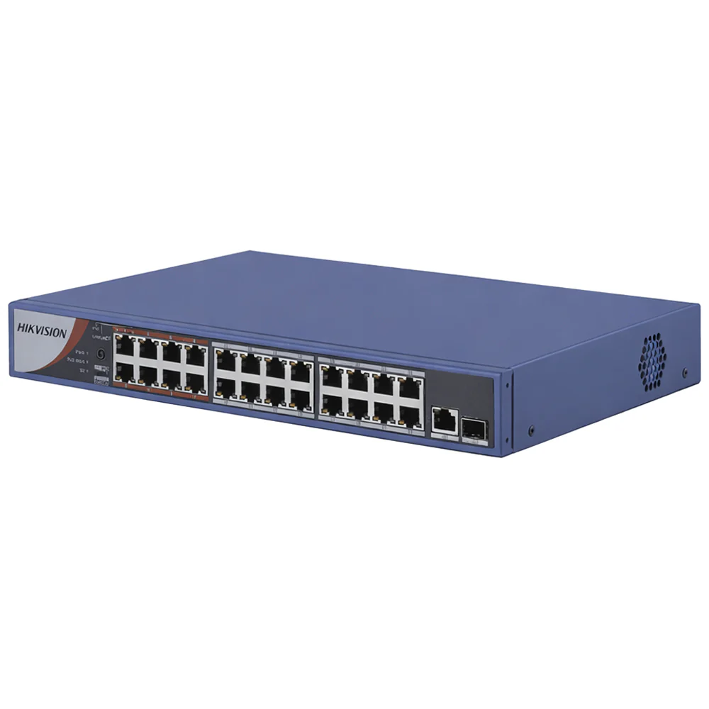 Hikvision DS-3E0326P-E/M(B) Unmanaged Desktop Switch 24 Ports PoE 10/100Mbps + 1 Port RJ45 10/100/1000Mbps + 1 Port SFP 10/100/1000Mbps Fiber Optical 230W - Image 2