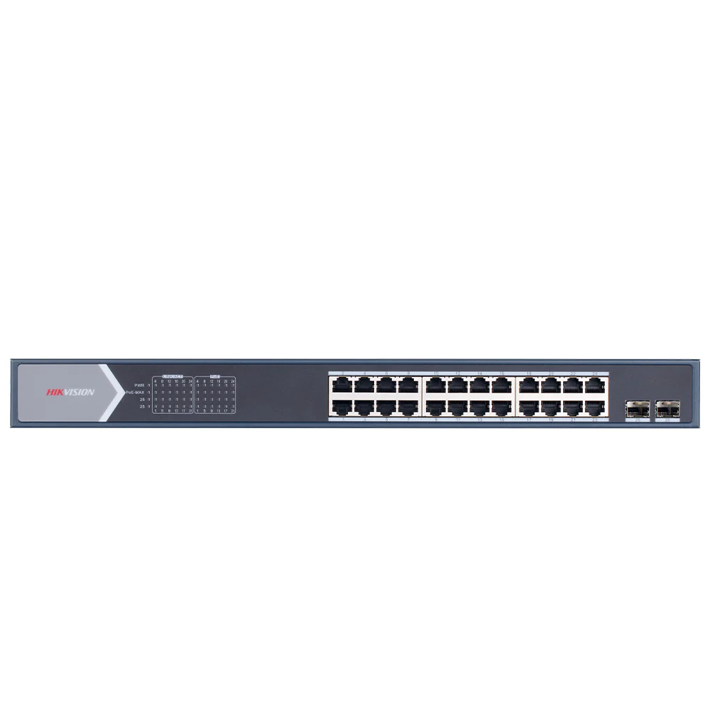 Hikvision DS-3E0526P-E/M Unmanaged Rackmount Switch 24 Ports PoE 10/100/1000Mbps + 2 Ports SFP 10/100/1000Mbps Fiber Optical 225W - Image 2