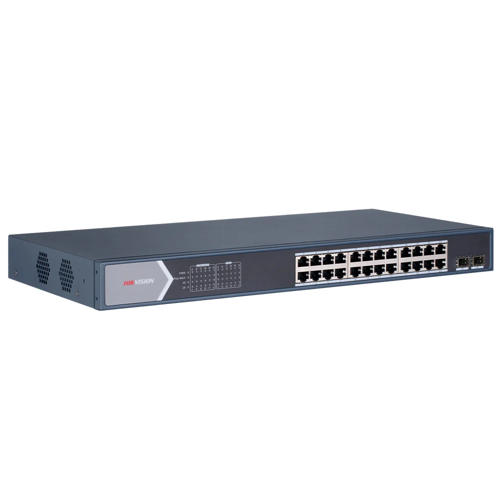 Hikvision DS-3E0526P-E/M Unmanaged Rackmount Switch 24 Ports PoE 10/100/1000Mbps + 2 Ports SFP 10/100/1000Mbps Fiber Optical 225W - Image 3