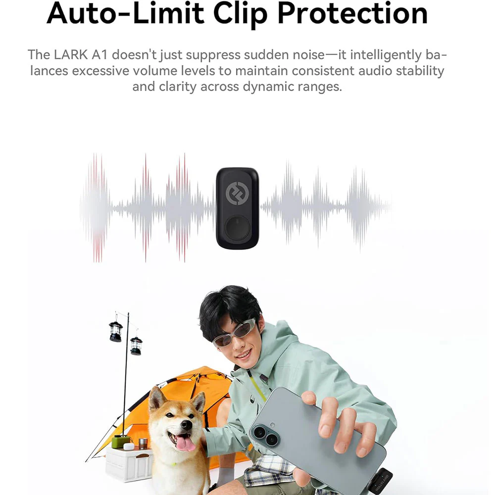 Hollyland LARK A1 Combo 3in1 2.4GHz Dual Channel Wireless Lavalier Microphone System (Local Warranty) - Black - Image 12