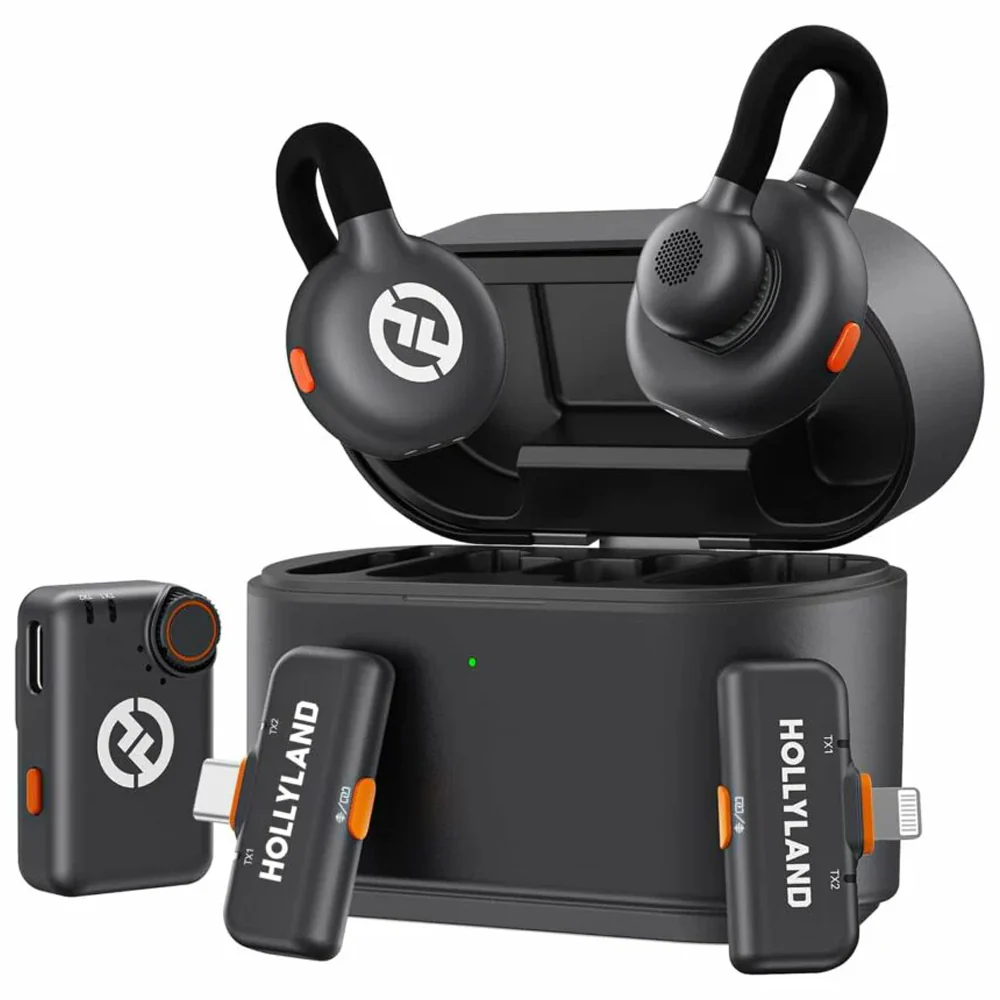 Hollyland LARK M2S Combo 3in1 2.4GHz Dual Channel Wireless Lavalier Microphone System (Local Warranty) - Black