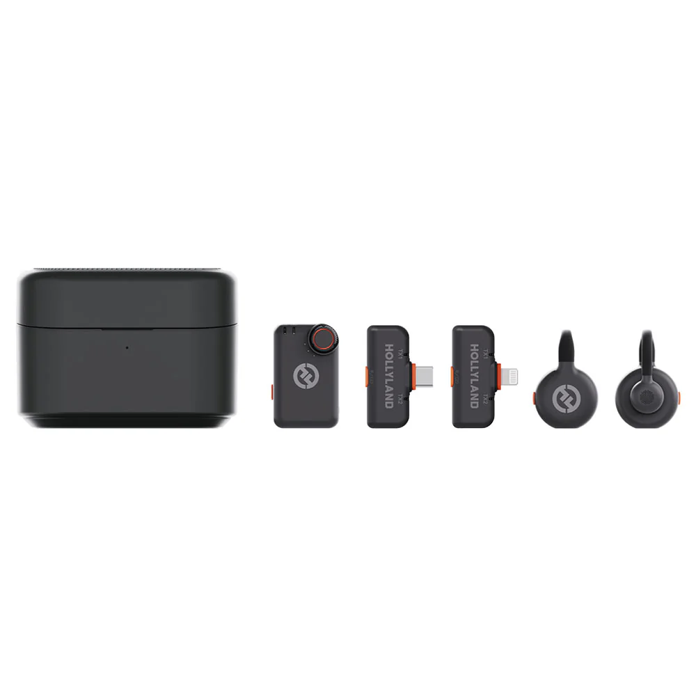 Hollyland LARK M2S Combo 3in1 2.4GHz Dual Channel Wireless Lavalier Microphone System (Local Warranty) - Black - Image 10