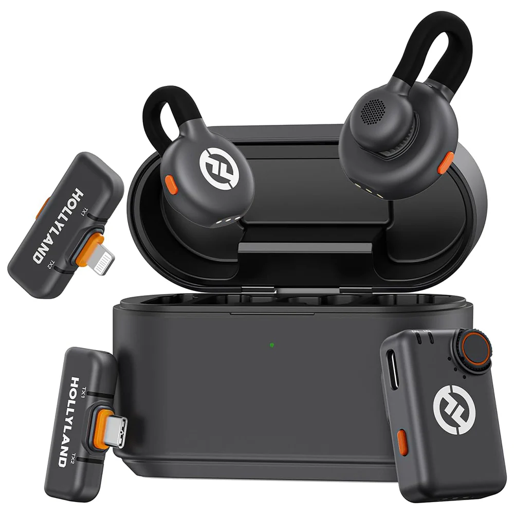Hollyland LARK M2S Combo 3in1 2.4GHz Dual Channel Wireless Lavalier Microphone System (Local Warranty) - Black - Image 2