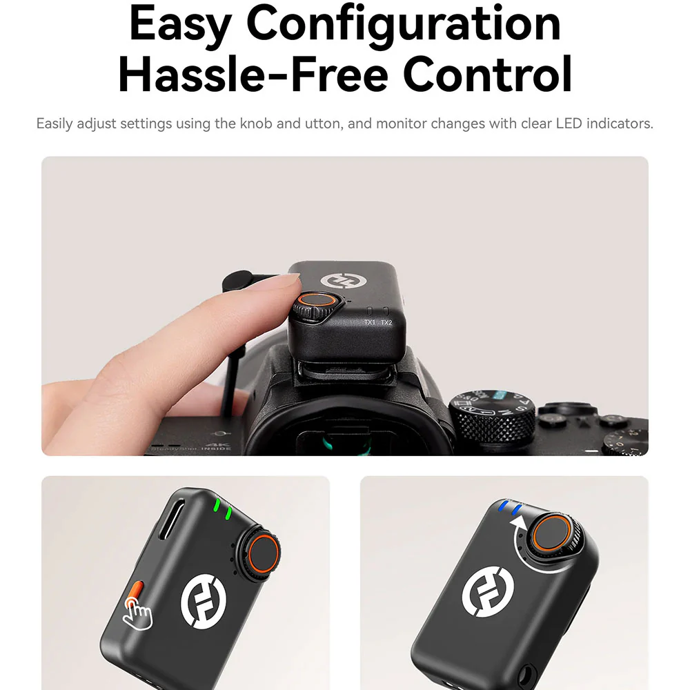 Hollyland LARK M2S Combo 3in1 2.4GHz Dual Channel Wireless Lavalier Microphone System (Local Warranty) - Black - Image 20