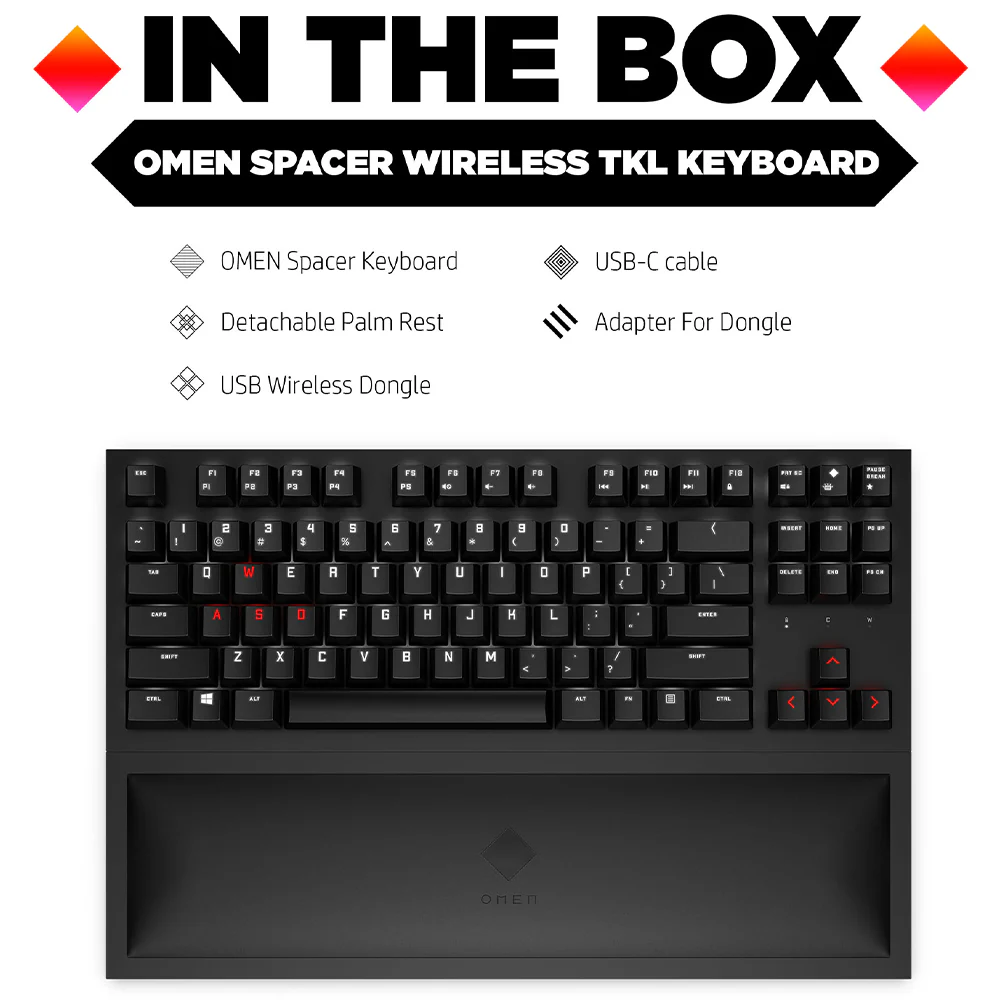 HP OMEN Spacer Cherry MX Brown Switch TKL Wireless Gaming Keyboard English - Image 11