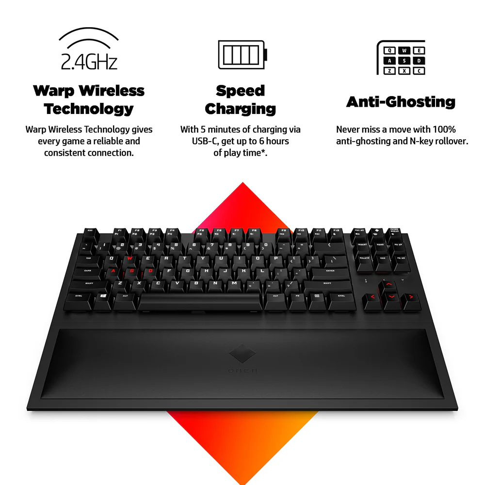 HP OMEN Spacer Cherry MX Brown Switch TKL Wireless Gaming Keyboard English - Image 8