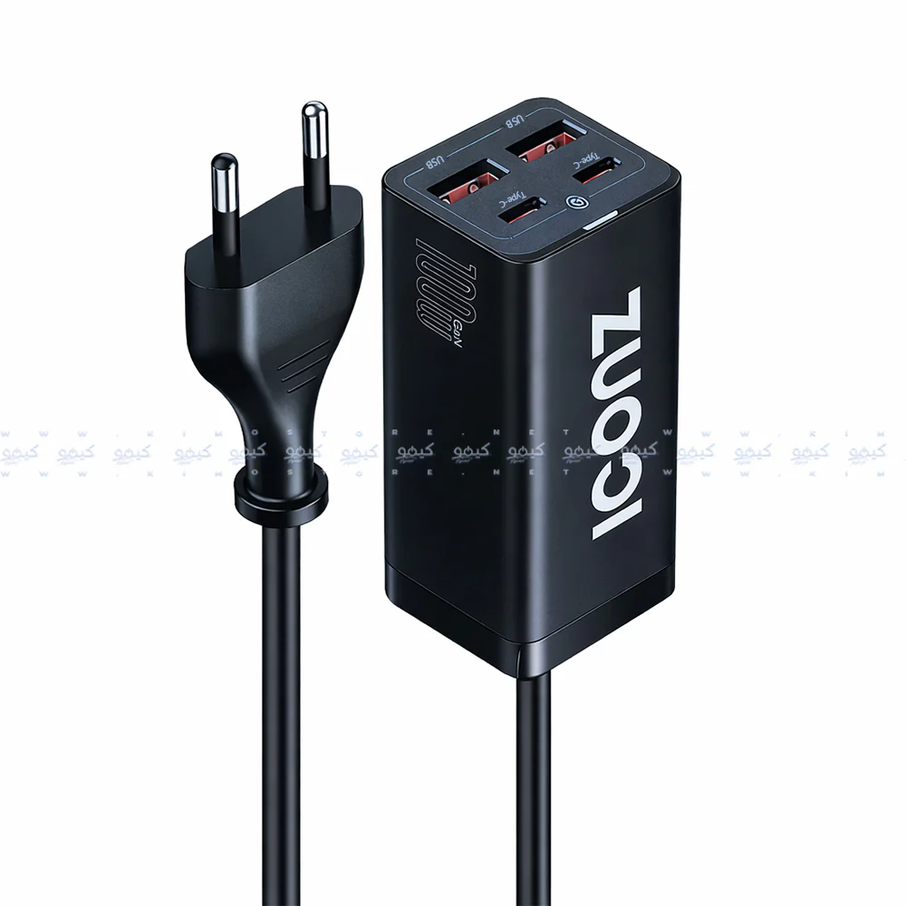 Iconz Boost W100 GaN Charger 2x USB + 2x Type-C 100W Fast Charging - Black