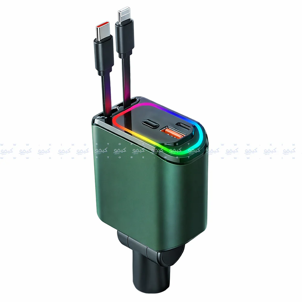 Iconz Boost W12 Car Charger PD Type-C + QC3.0 USB 120W Fast Charging Built-In 2 Cables - Black