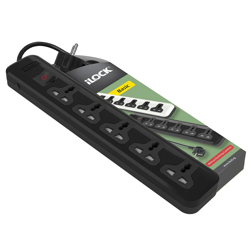 iLock 5066 5Ports Power Strip 2860W 2m - Black - Image 3