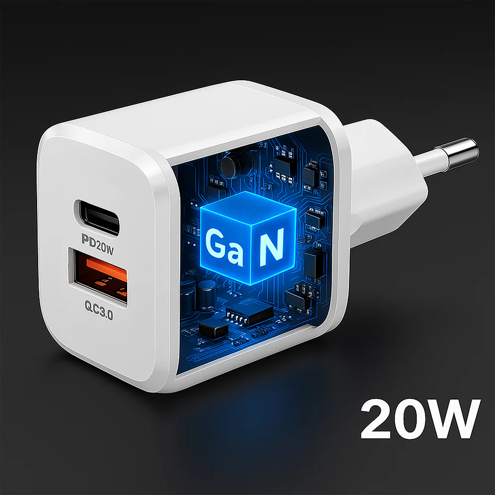 iLock 5093 GaN Wall Charger PD Type-C + QC3.0 USB 20W Fast Charging - White - Image 4