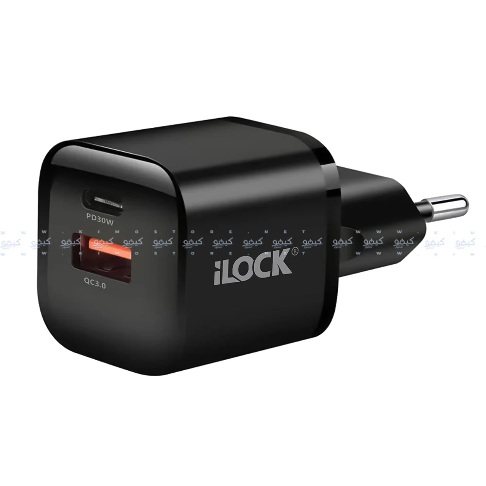iLock 5094 GaN Wall Charger PD Type-C + QC3.0 USB 30W Fast Charging - Black - Image 2