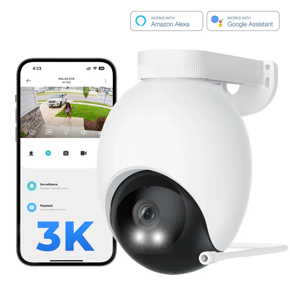 Xiaomi IMILAB EC6 Wi-Fi 360° Pan & Tilt AI Outdoor Security Camera 3K 5MP (Mic) (Full Color) - Image 2