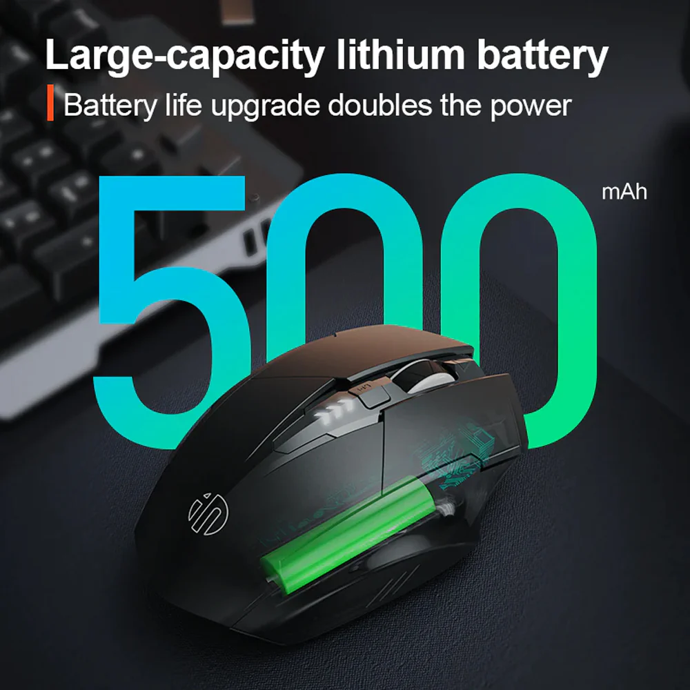 Inphic A1 Triple-Mode Rechargeable Bluetooth Wireless & Wired Mouse 2400Dpi - Image 4