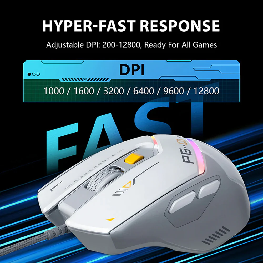 Inphic PG1 Wired RGB Gaming Mouse 12800Dpi - White - Image 5