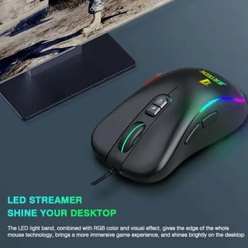 Jertech XP13 GUNS Macro Pro Wired Rainbow Gaming Mouse 3600Dpi - Image 4
