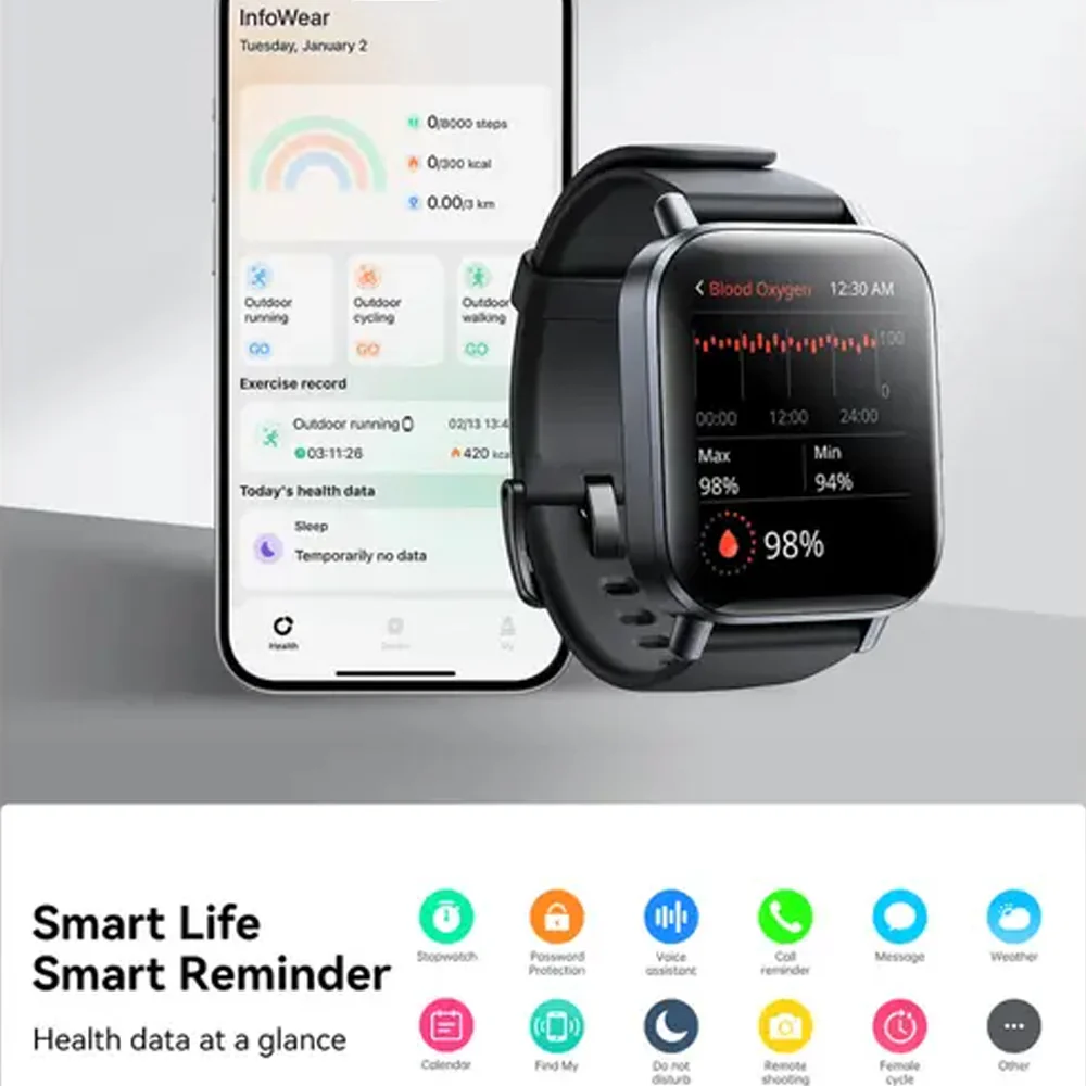 Joyroom JR-FT3S Smart Watch Space Grey Case With Space Grey Silicone Strap - Image 4