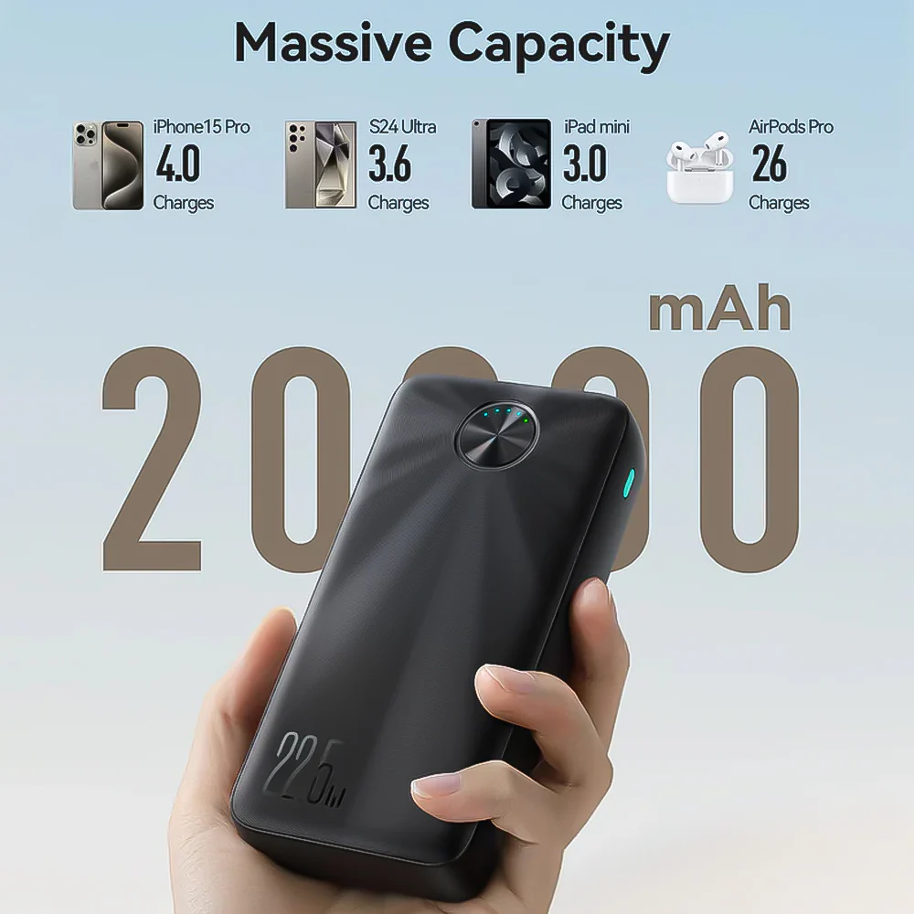 Joyroom JR-PBF16 Power Bank 2x USB + Type-C 22.5W Fast Charging 20000mAh - Black - Image 5