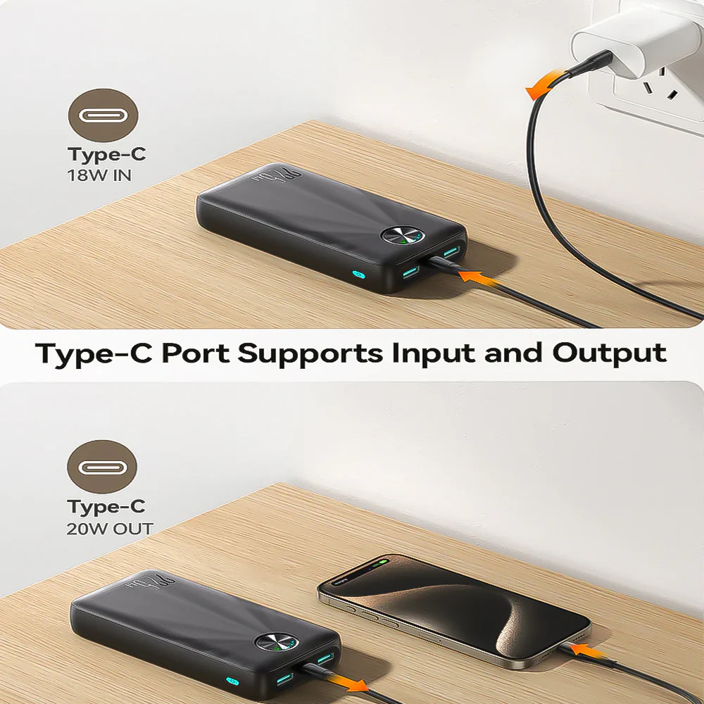 Joyroom JR-PBF16 Power Bank 2x USB + Type-C 22.5W Fast Charging 20000mAh - Black - Image 7