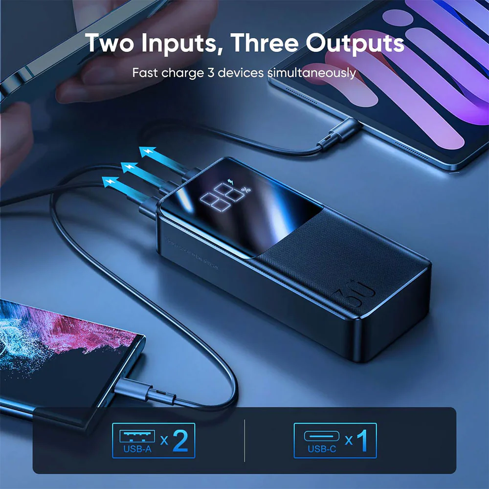 Joyroom JR-QP193 Power Bank 2x USB + Type-C + Micro 22.5W Fast Charging 30000mAh - Black - Image 5