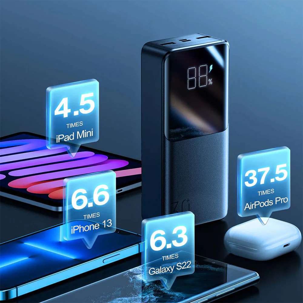 Joyroom JR-QP193 Power Bank 2x USB + Type-C + Micro 22.5W Fast Charging 30000mAh - Black - Image 7