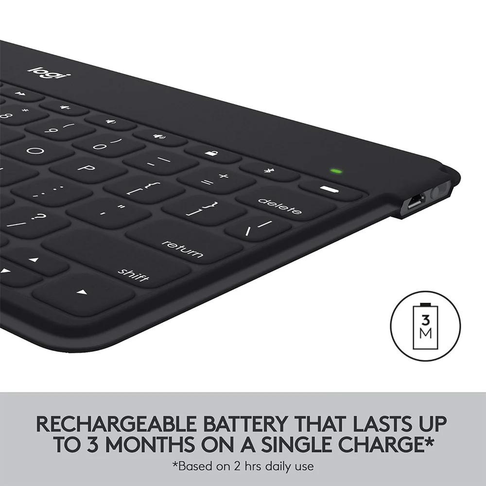 Logitech Keys To Go Slim Rechargeable Dual Mode Bluetooth Wireless Keyboard English - Image 4