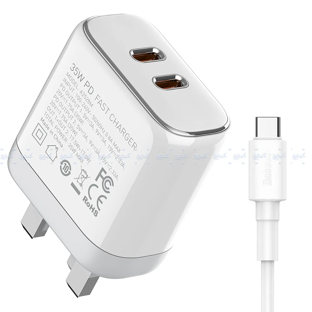Ldnio A2528C Wall Charger 2x Type-C + Type-C Cable 35W Fast Charging