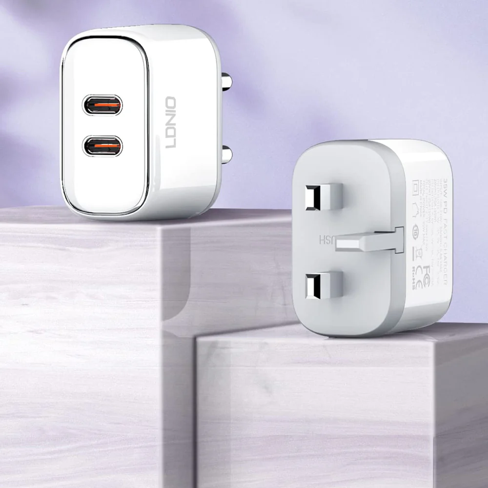 Ldnio A2528C Wall Charger 2x Type-C + Type-C Cable 35W Fast Charging - Image 3