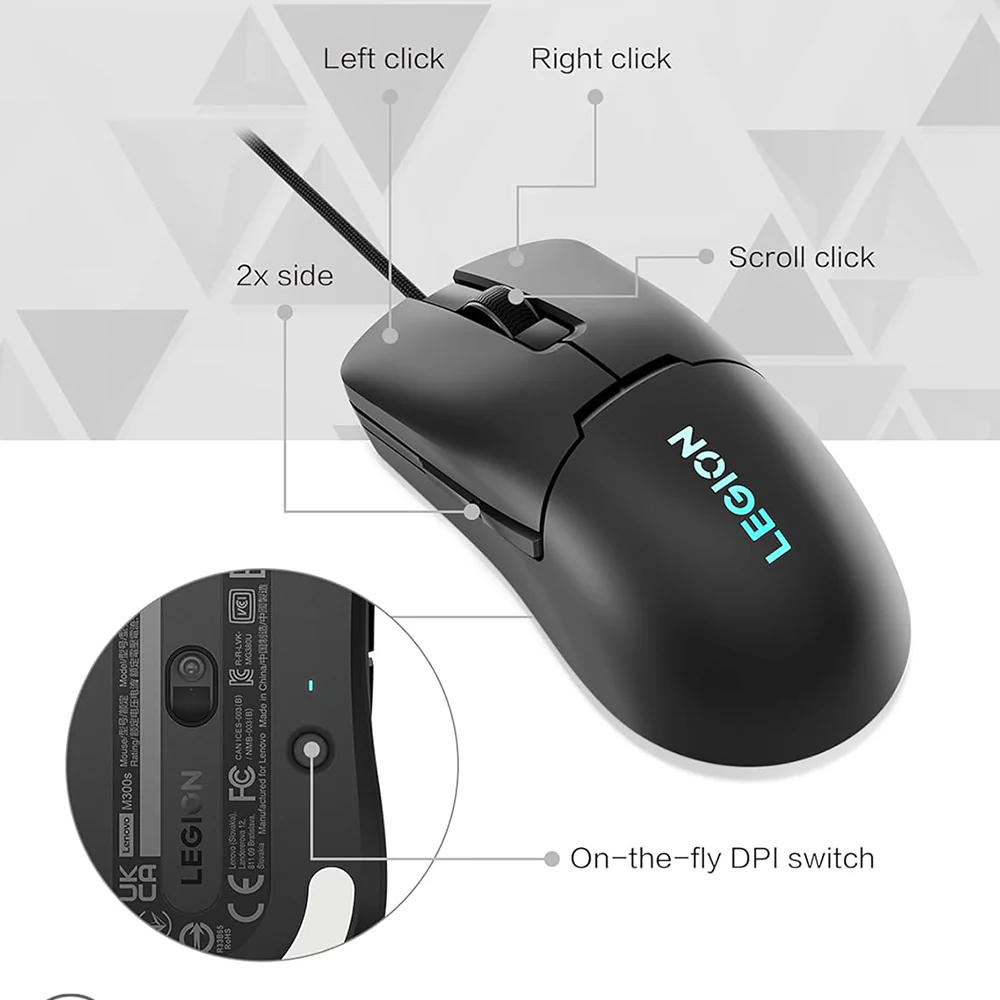 Lenovo Legion M300s Wired RGB Gaming Mouse 8000Dpi - Shadow Black - Image 11