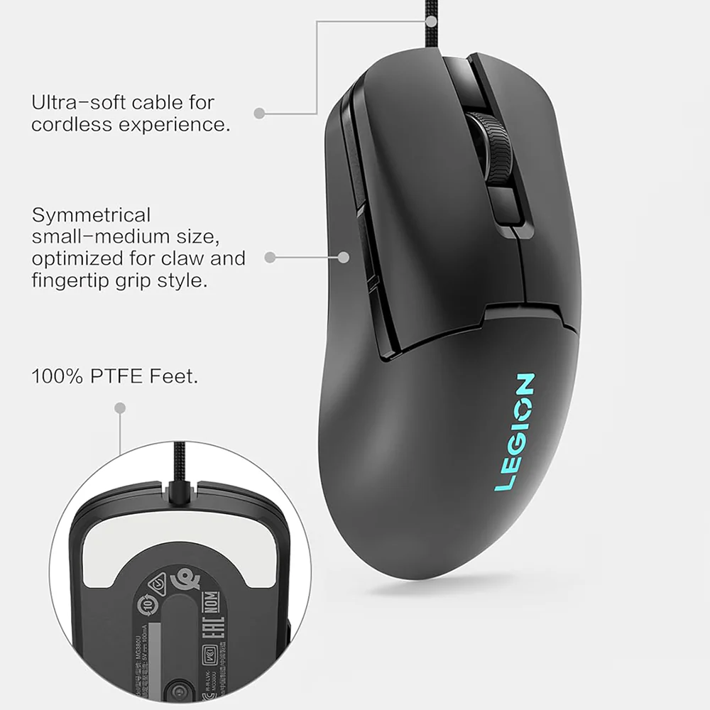 Lenovo Legion M300s Wired RGB Gaming Mouse 8000Dpi - Shadow Black - Image 12