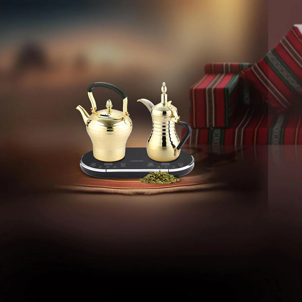 LePresso Dual Pot Arabic Coffee & Tea Kettle With Heat Milk Dallah LPARCTMGD 1600W - Image 3