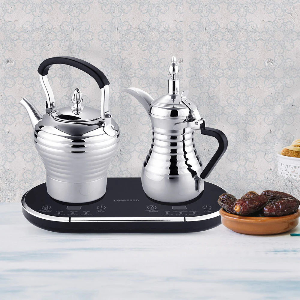 LePresso Dual Pot Arabic Coffee & Tea Kettle With Heat Milk Dallah LPARCTMSL 1600W - Image 2