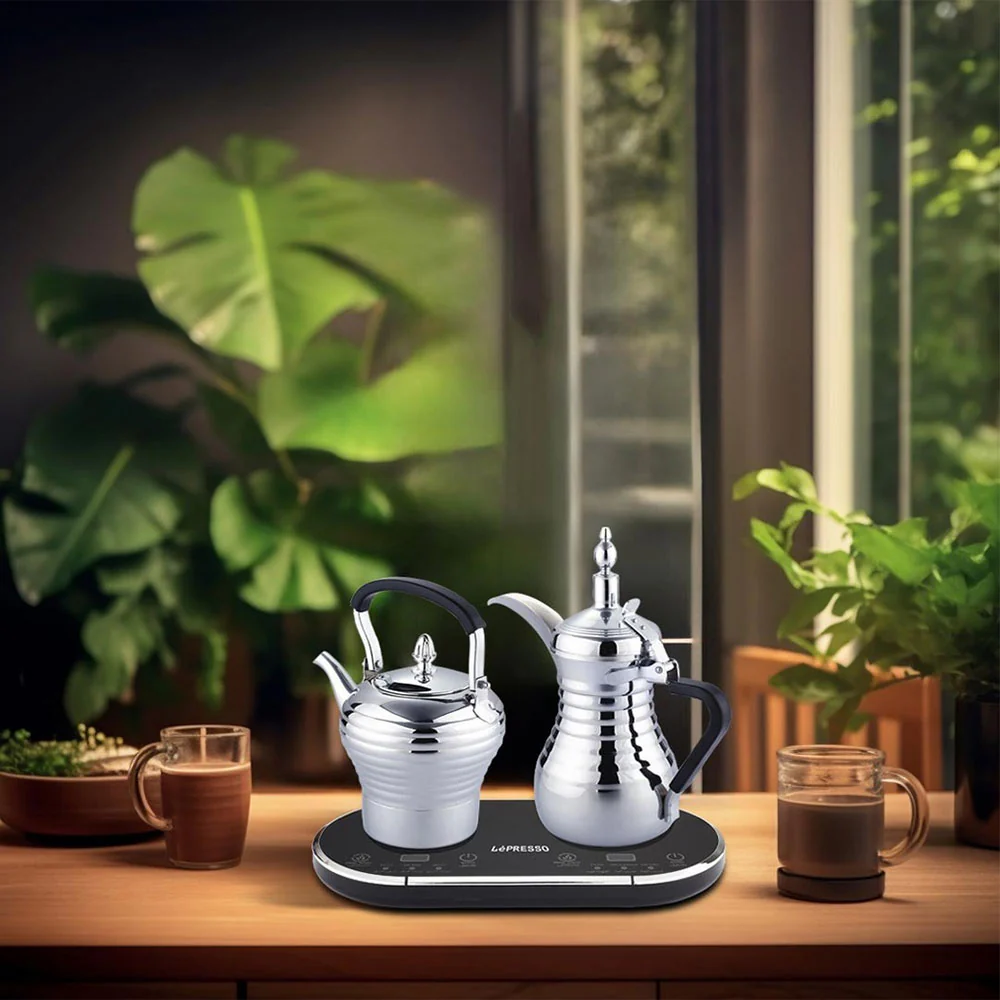 LePresso Dual Pot Arabic Coffee & Tea Kettle With Heat Milk Dallah LPARCTMSL 1600W - Image 3