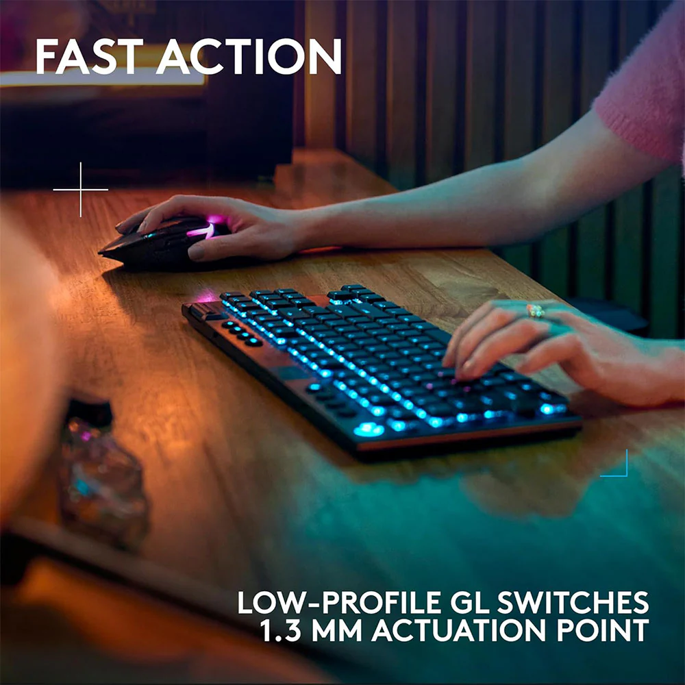 Logitech G915 X Lightspeed TKL Tactile Switch Triple Mode Bluetooth Wireless & Wired RGB Gaming Keyboard English - Black - Image 11