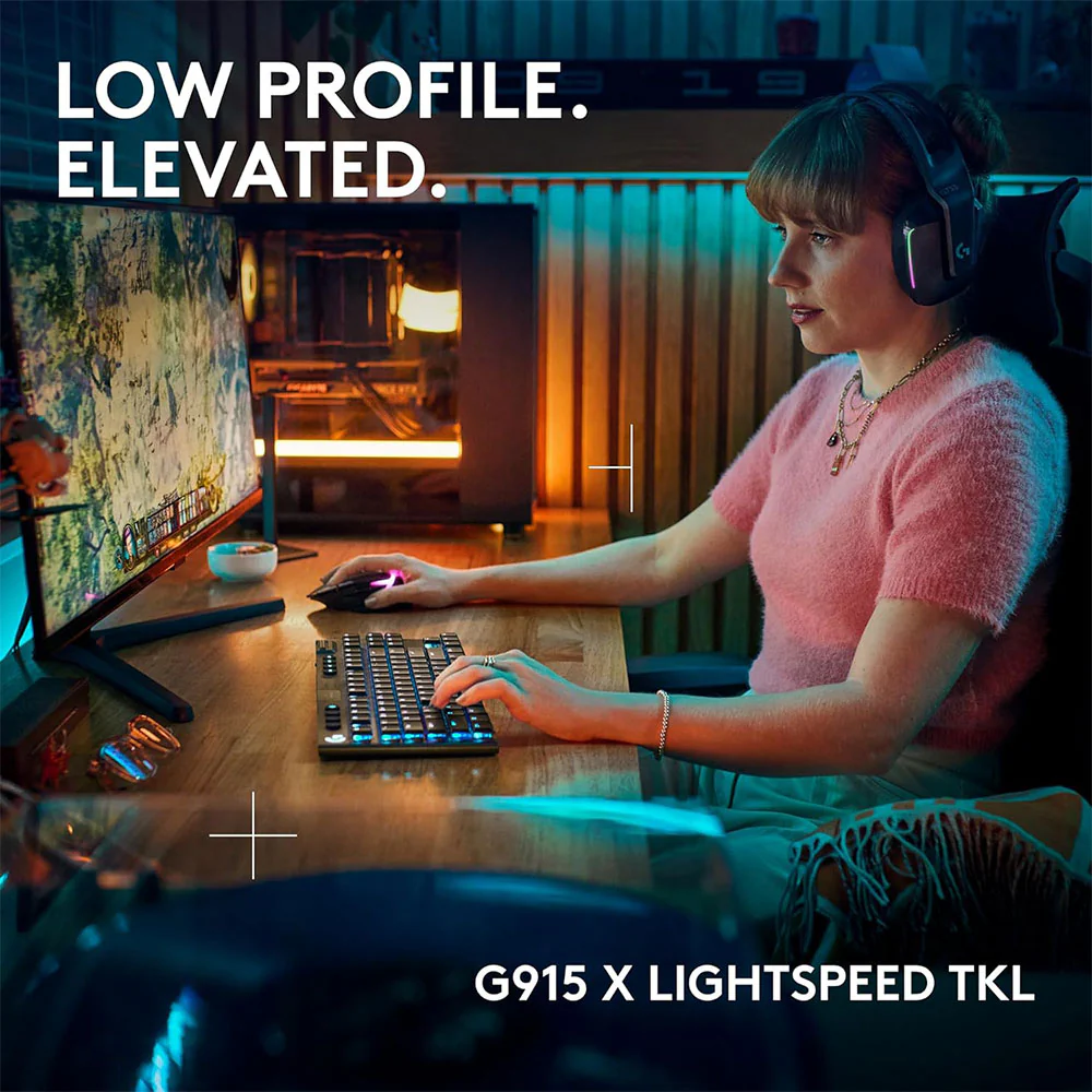 Logitech G915 X Lightspeed TKL Tactile Switch Triple Mode Bluetooth Wireless & Wired RGB Gaming Keyboard English - Black - Image 12