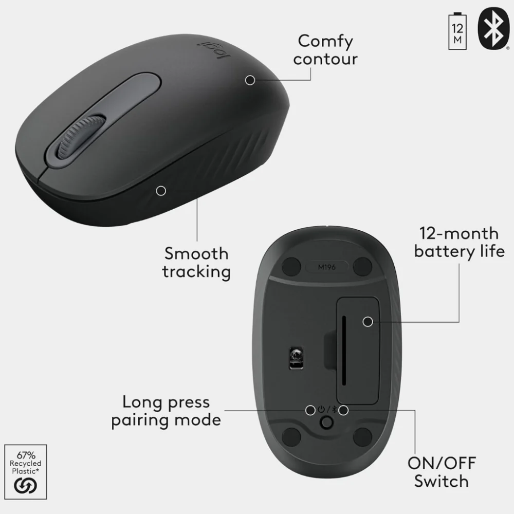 Logitech MK250 Combo Dual Mode Bluetooth Wireless Keyboard + Mouse English & Arabic - Graphite - Image 7