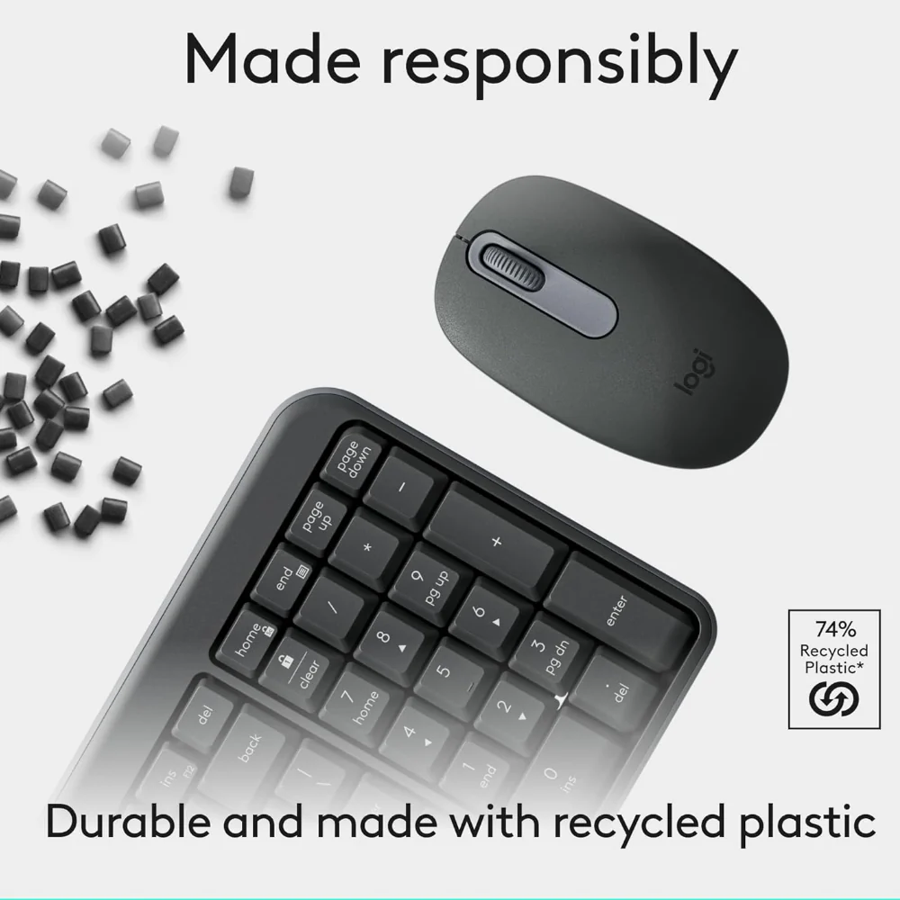 Logitech MK250 Combo Dual Mode Bluetooth Wireless Keyboard + Mouse English & Arabic - Graphite - Image 8